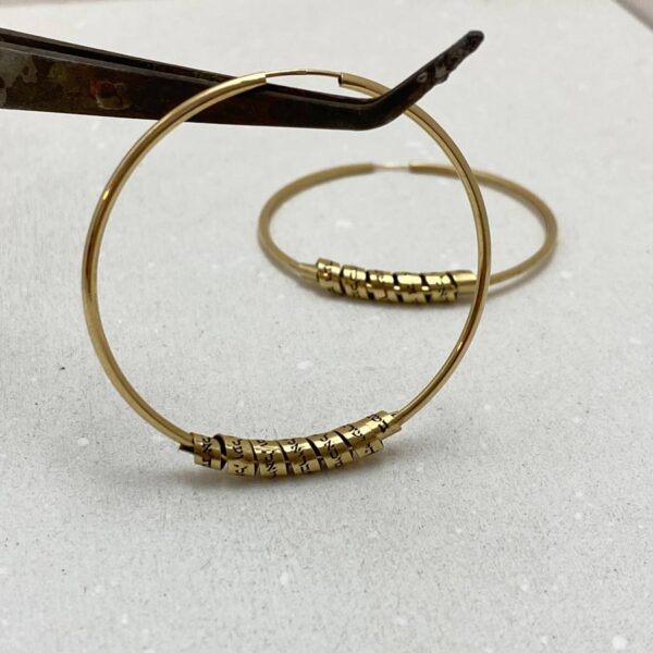 14K gold Hebrew hoop earrings