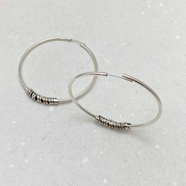 Shema Israel Hebrew Engraved Silver Hoop Earrings