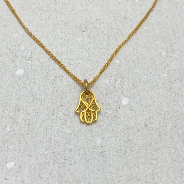 Gold Petite Hamsa Pendant Necklace