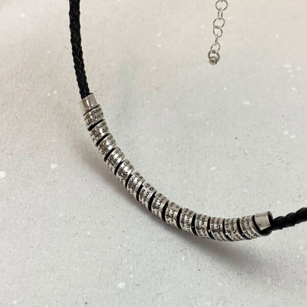 hebrew Engraving Woman of Valor Leather Necklace