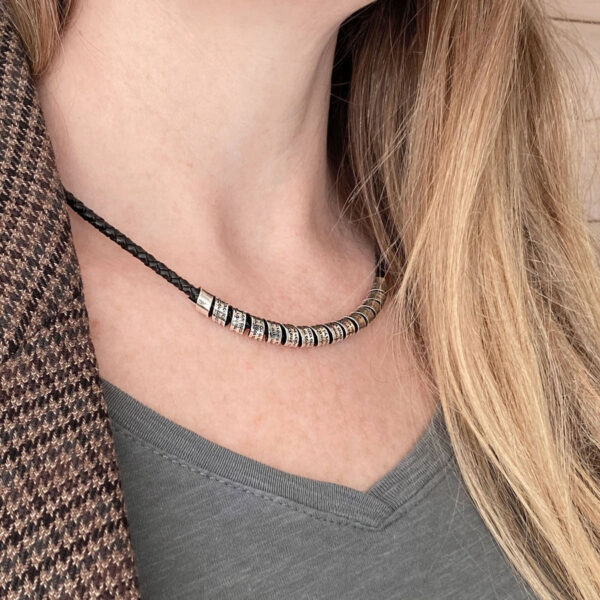 Hebrew Jewelry, Eshet Chayil leather necklace