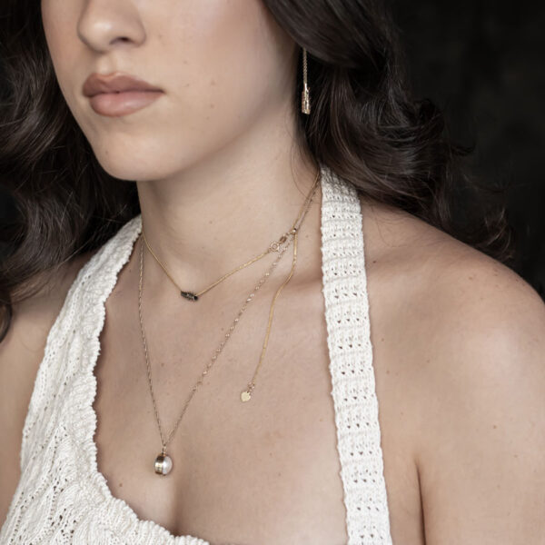 Israeli Jewelry, Hebrew Engraved Gold necklace