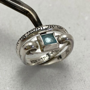 Silver Ring with Aquamarine & Angel Blessing