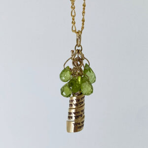 Ana Bekoach Hebrew Verses Peridot Kabbalah Engraved Necklace