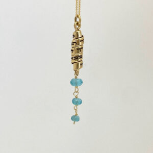 Apatite Gemstone Necklace with Motivational Hebrew Verse