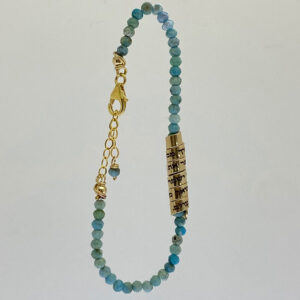 Turquoise Bracelet with Hebrew Psalm for Protection