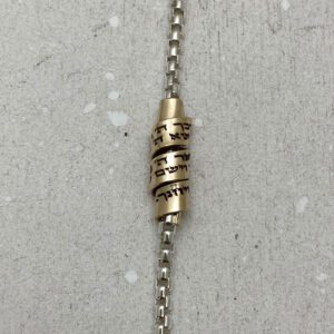 Hebrew engraved silver bracelet with gold-filled pendant, Jewish Judaica jewelry handmade in Israel