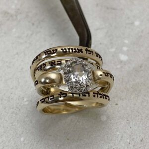 jewish hebrew engraved ring gold filled crystal quartz unique israeli judaica jewelry